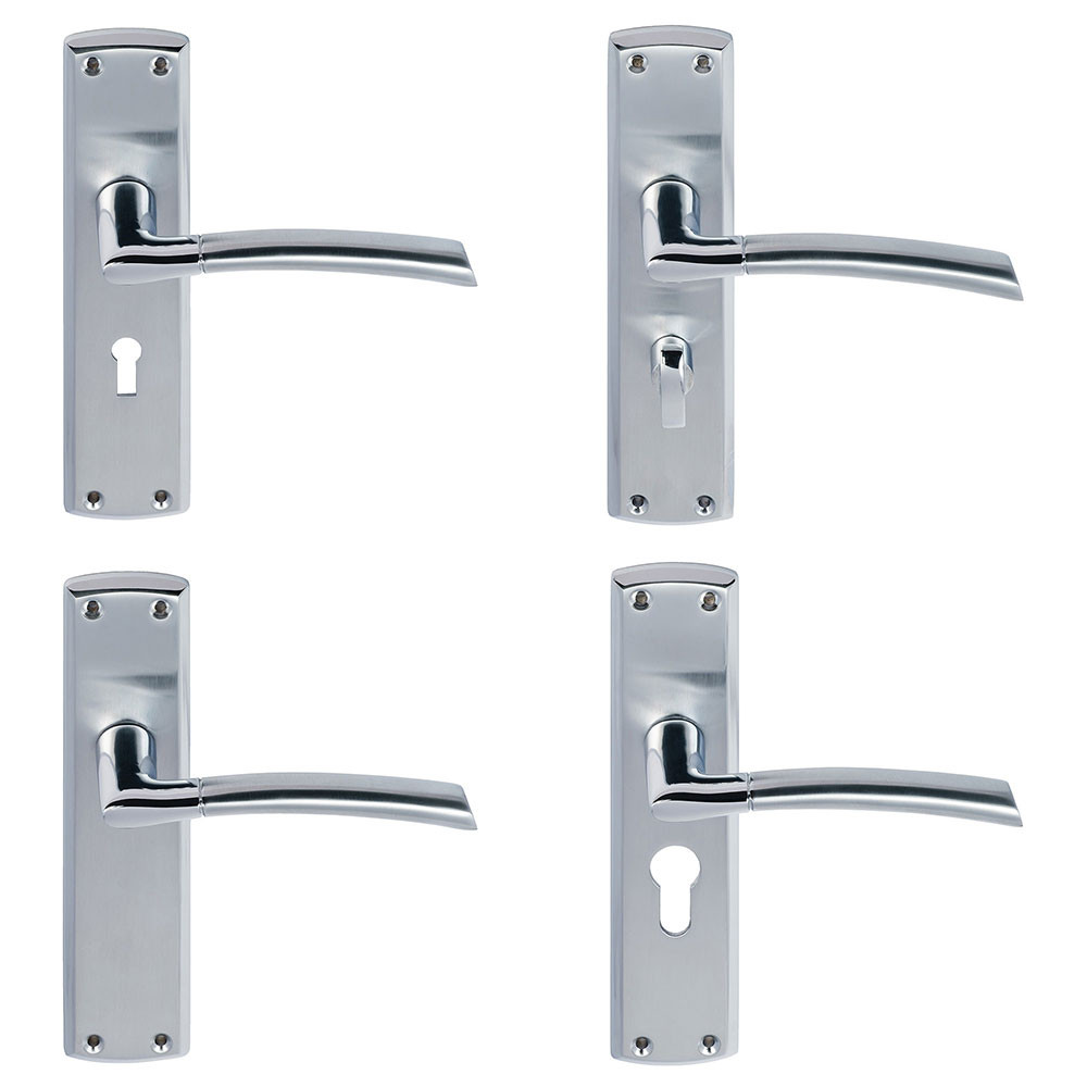 Eclipse Tifosi Door Handle on Backplate Satin Chrome/Polished Chrome