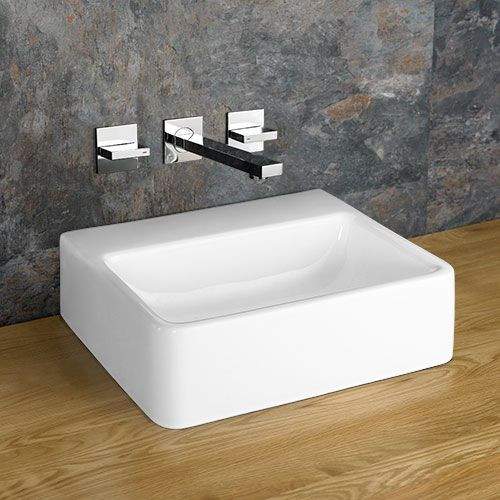 Clickbasin White Elana 400Mm X 300Mm Ceramic Rectangular Countertop Basin