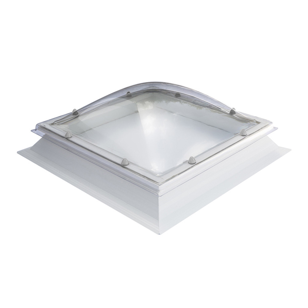 Em Dome 600 x 600mm Double Glazed Clear Dome & PVC 300mm Splayed Curb