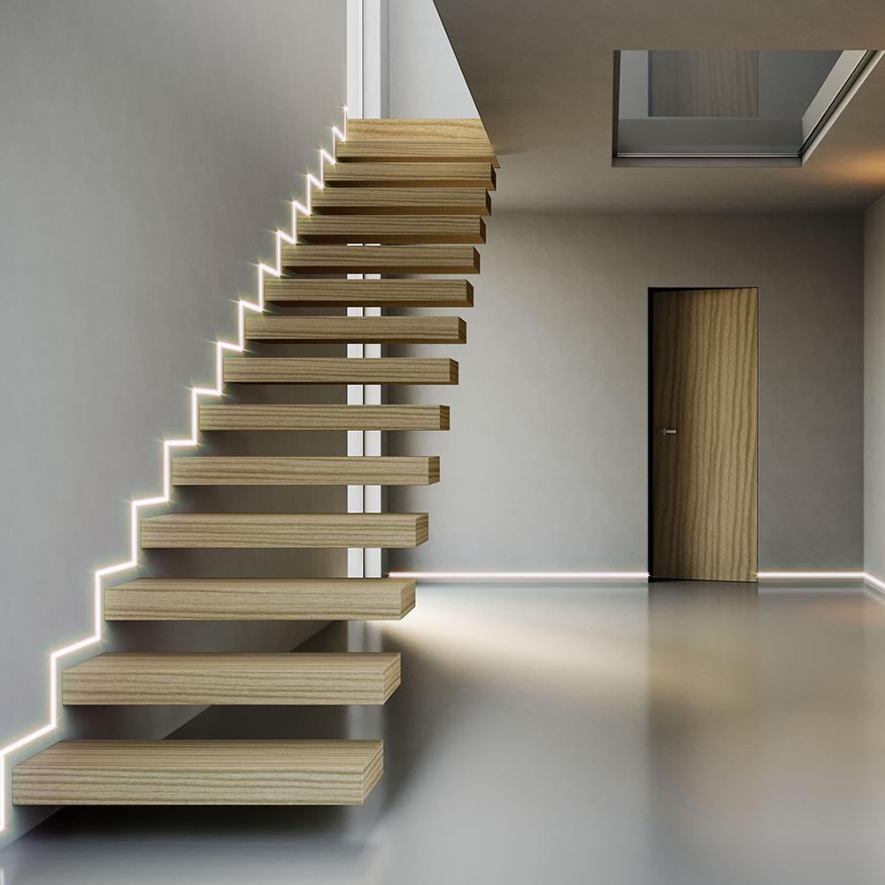 Ermetika Absolute Rush Flush Aluminium Skirting Board with LED - 2m