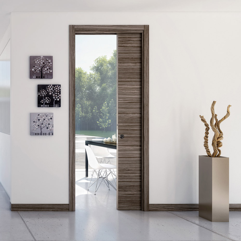 Ermetika Evokit Raw Wood Single Pocket Door System Suited to 100mm Walls 