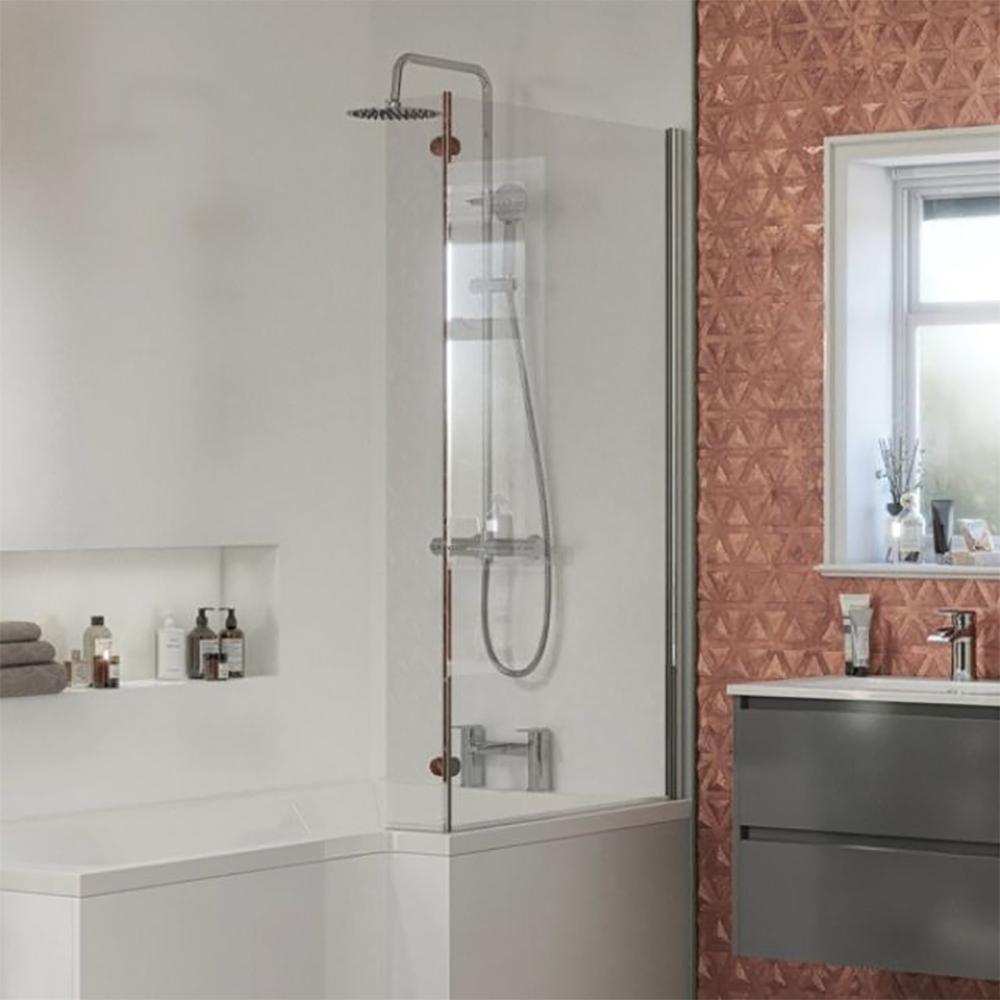 Essential Beta L Shaped Bath Screen - 1440mm x 860mm