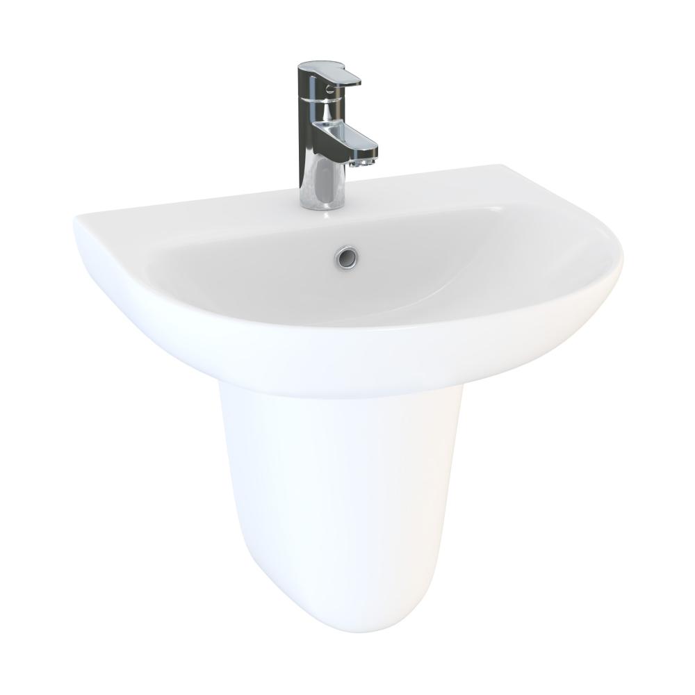 Essential Delta 450mm x 385mm White 1 Tap Hole Basin