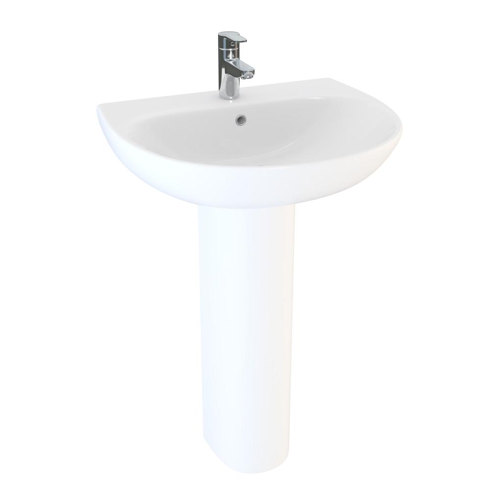 Essential Delta 550mm x 490mm Round White 1 Tap Hole Basin