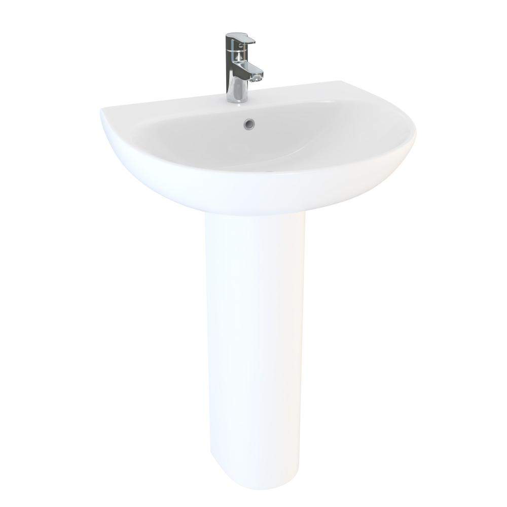 Essential White Delta 550Mm X 490Mm Round 1 Tap Hole Basin China
