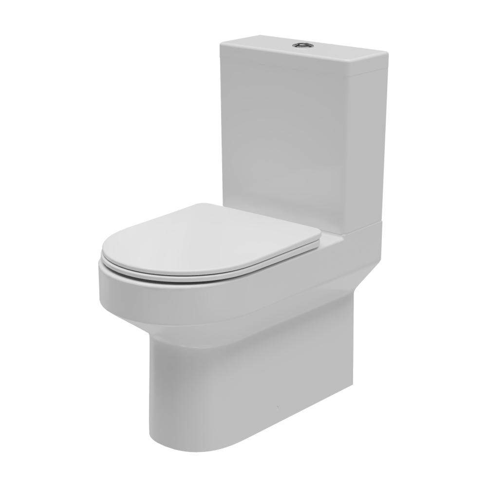 Essential White Delta Round Closed Back Comfort Height Close Coupled Toilet Pan Only China