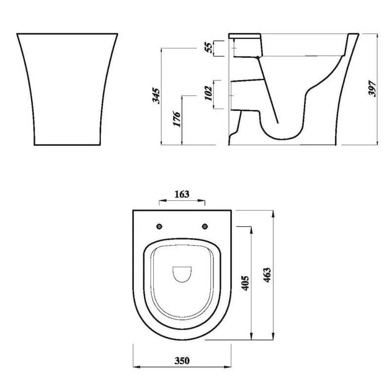 Essential Delta Core Essential Delta White Rimless Back to Wall Toilet Pan Only | Drainage ...