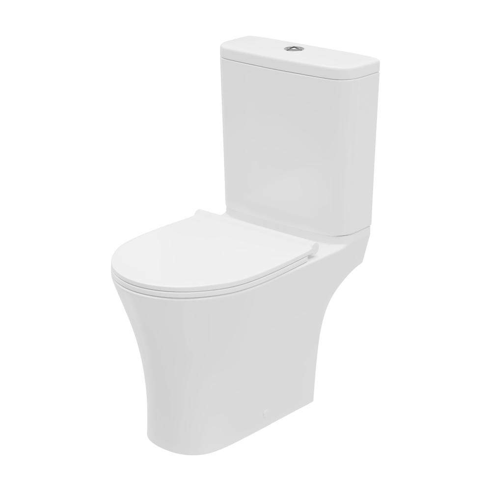 Essential White Delta Rimless Open Back Close Coupled Toilet Pan Only China