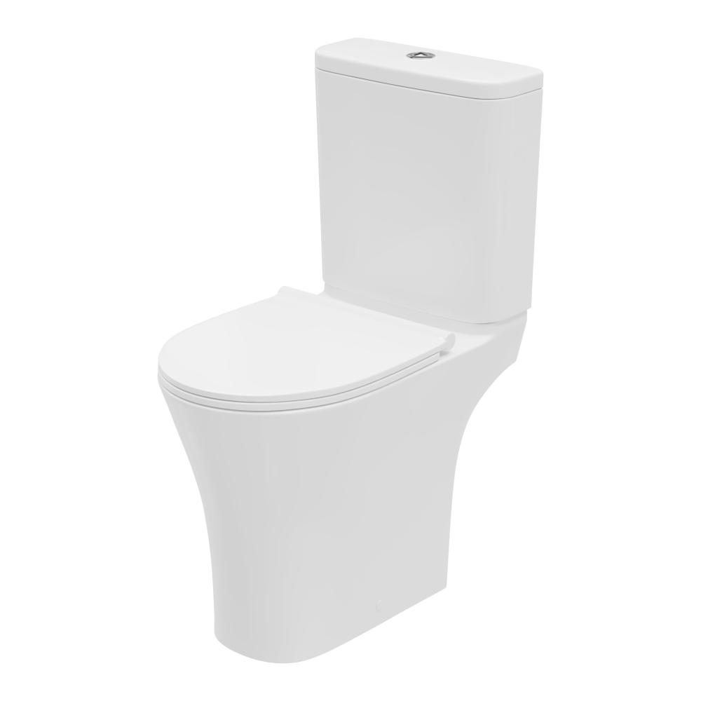 Essential Delta White Rimless Open Back Comfort Height Close Coupled Toilet Pan Only