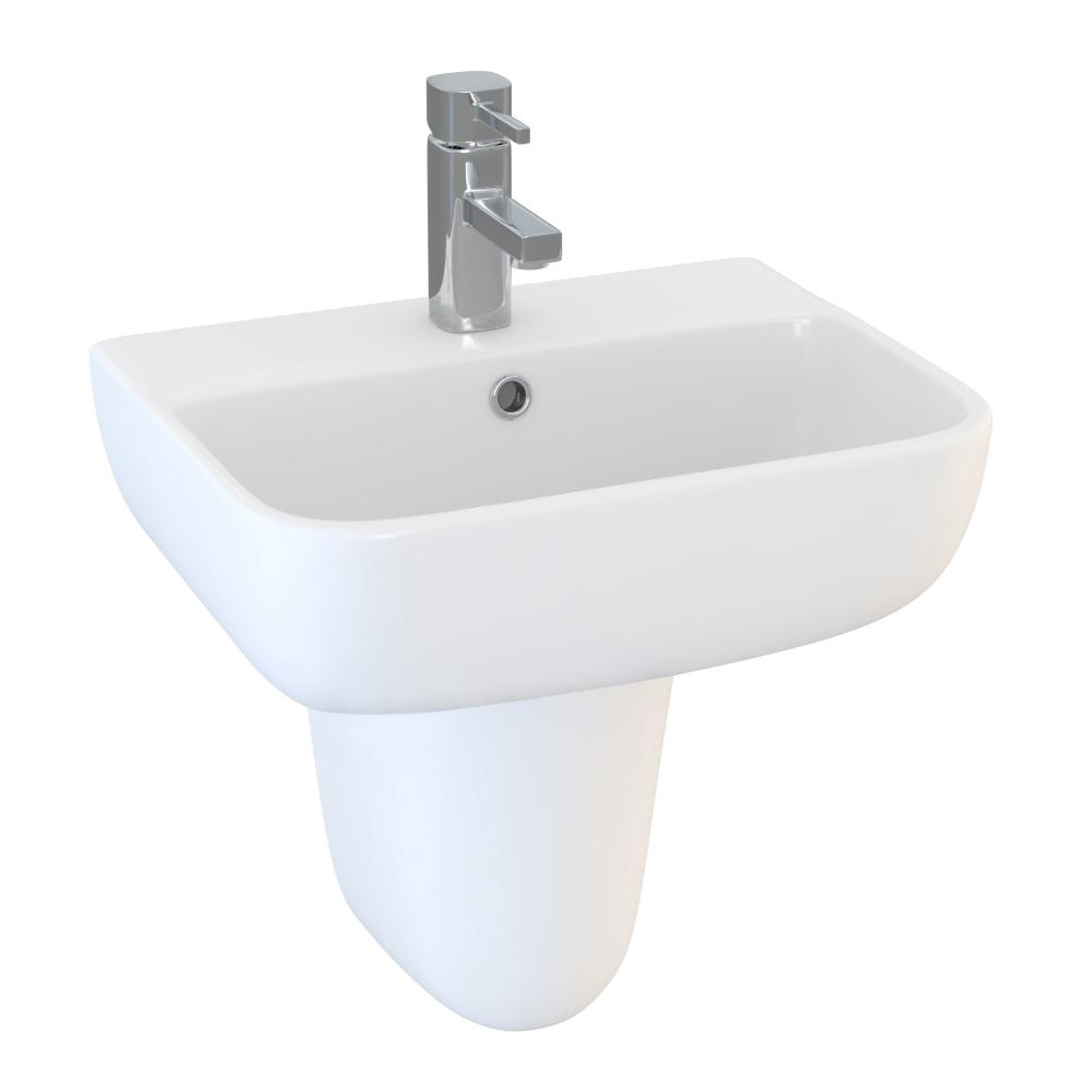 Essential Epsilon 450mm x 350mm Square White Thin Lipped 1 Tap Hole Basin