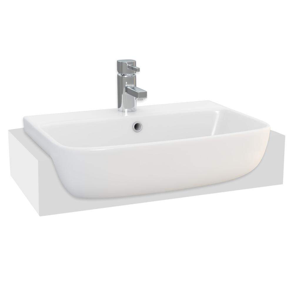 Essential White Epsilon 550Mm X 395Mm Square Semi Recessed 1 Tap Hole Basin China