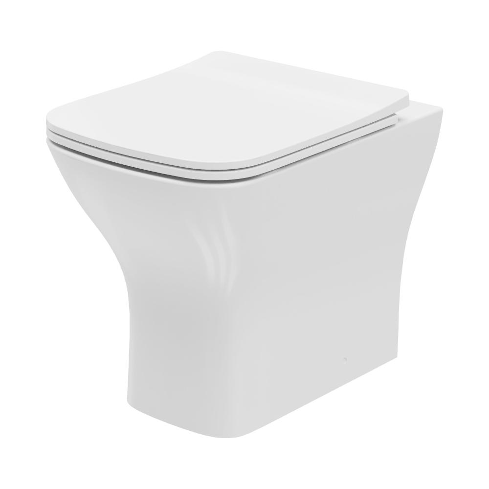 Essential Epsilon Square White Back to Wall Toilet Pan Only