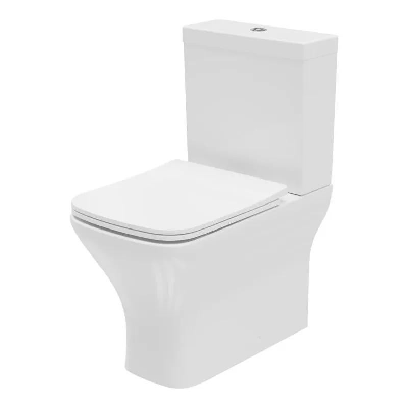 Essential Epsilon Square White Closed Back Close Coupled Toilet Pan ...