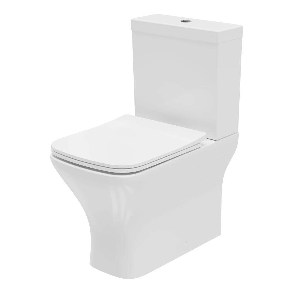 Essential White Epsilon Square Closed Back Close Coupled Toilet Pan Only China