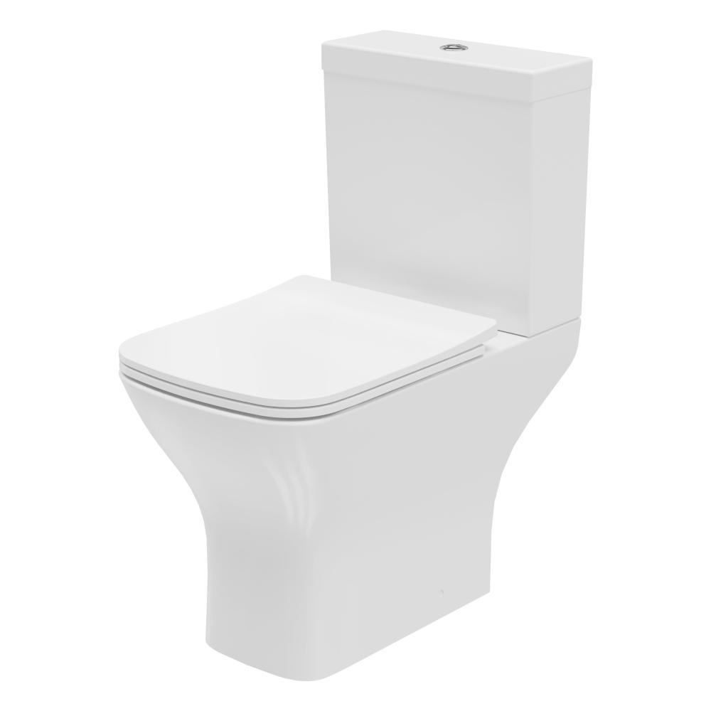 Essential Epsilon Square White Open Back Close Coupled Toilet Pan Only