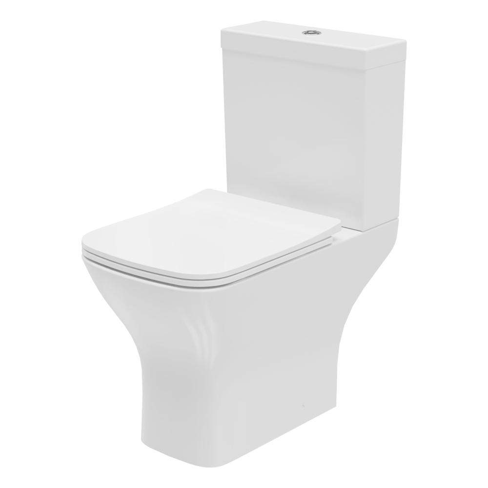 Essential White Epsilon Square Open Back Close Coupled Toilet Pan Only China