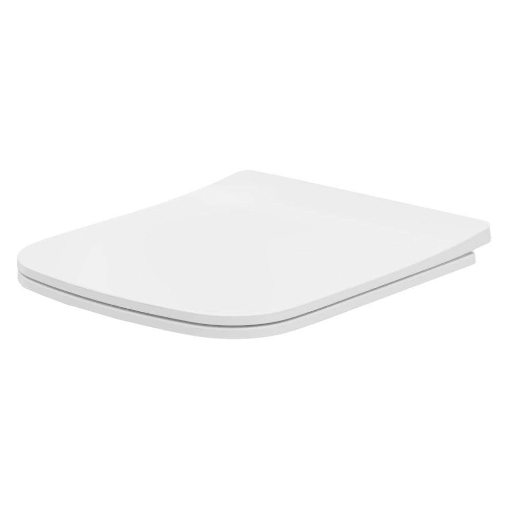 Essential White Epsilon Square Sandwich Soft Close Toilet Seat Plastic
