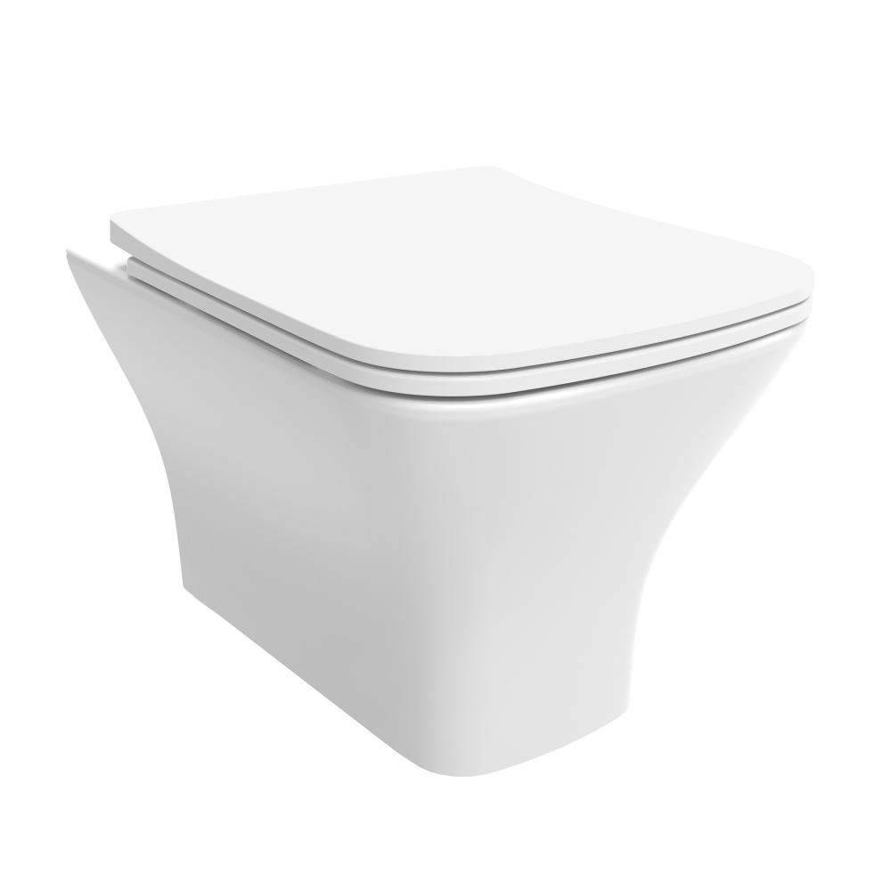Essential White Epsilon Square Rimless Wall Hung Toilet Pan Only China