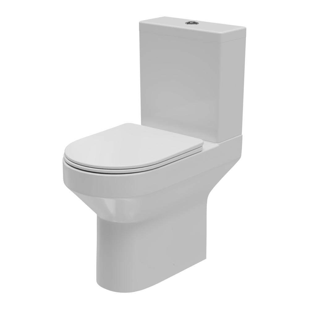 Essential Gamma Round White Comfort Height Close Coupled Open Back Toilet Pan Only