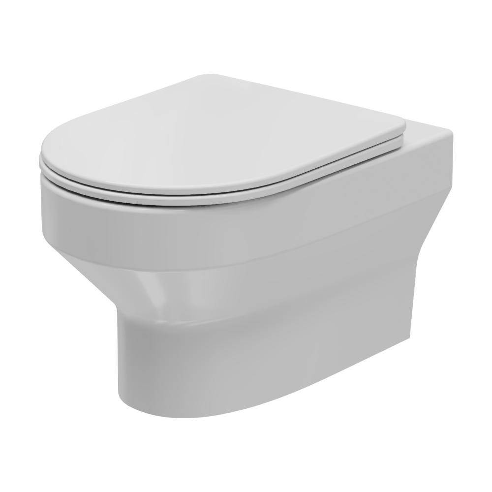 Essential Gamma Round White Wall Hung Toilet Pan Only