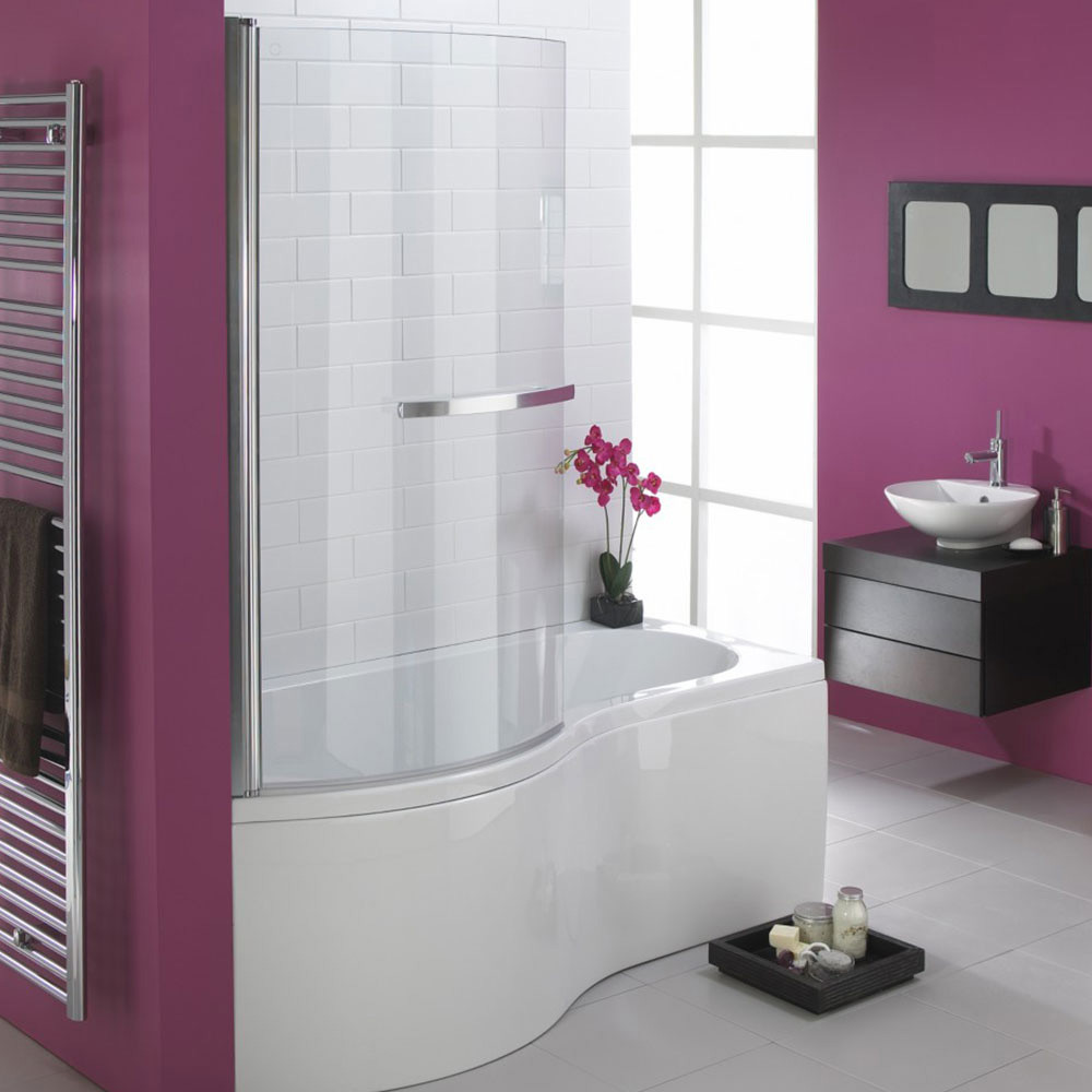 DISCON-Essential Hampstead 1700mm x 900mm White P Shape Left Handed ...