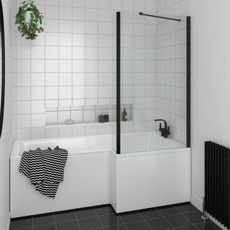 Essential Kensington 850mm White L Shape Right Handed Shower Bath Pack