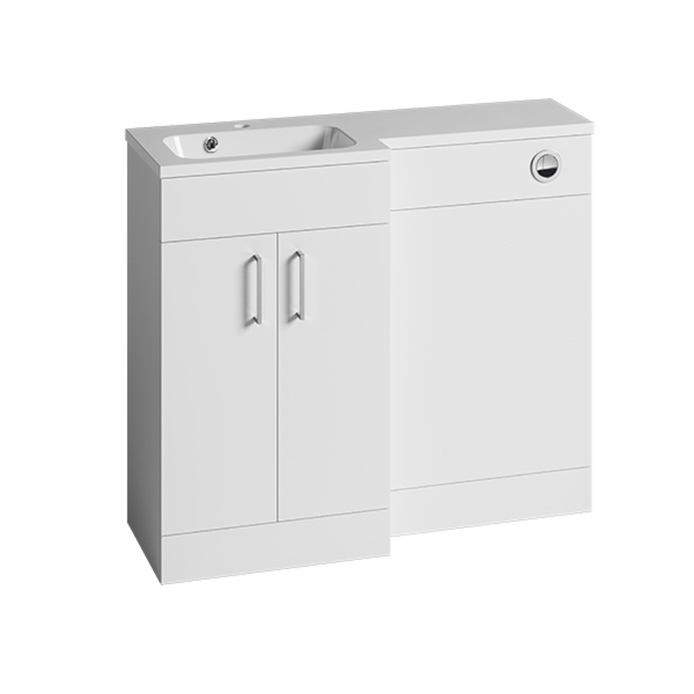 DISCON-Essential Montana Gloss White L-Shape Left Hand Vanity Unit ...