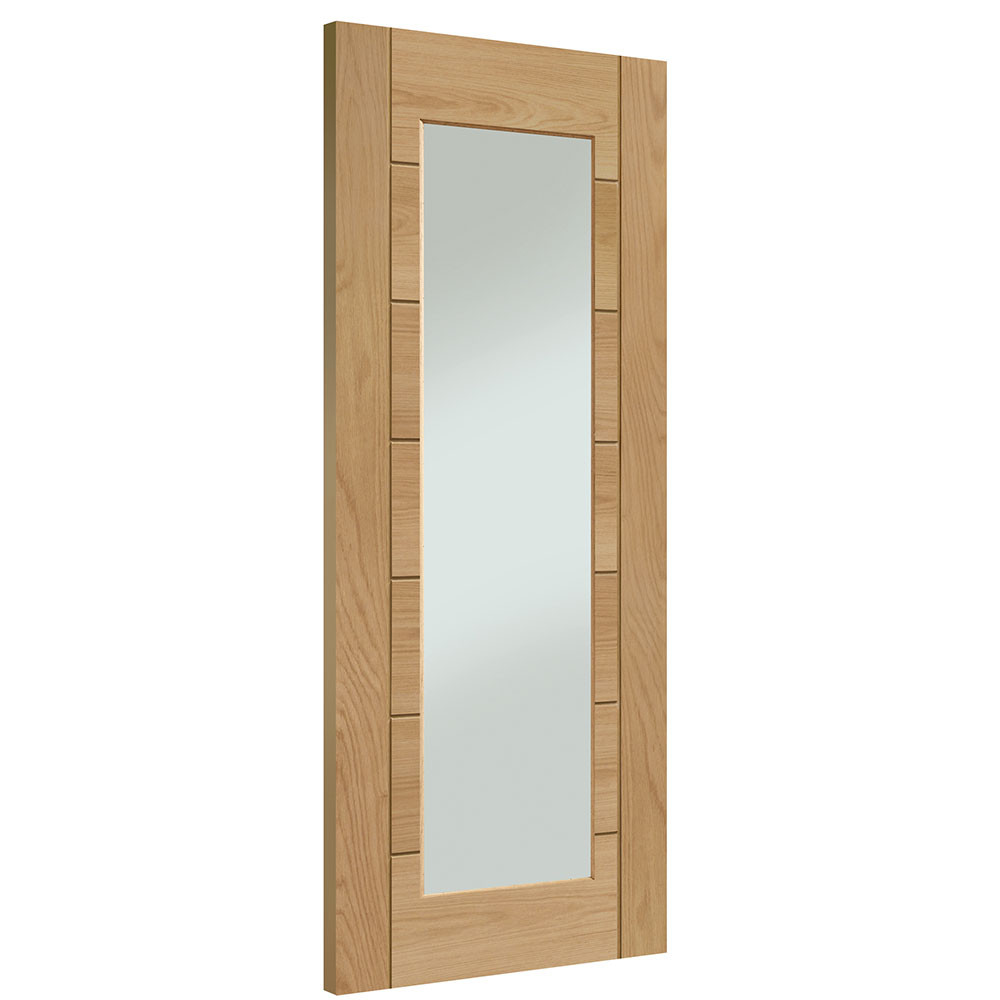 XL Joinery Palermo Essential 1 Light Ladder Fully Finished Oak Clear Glass Internal Door