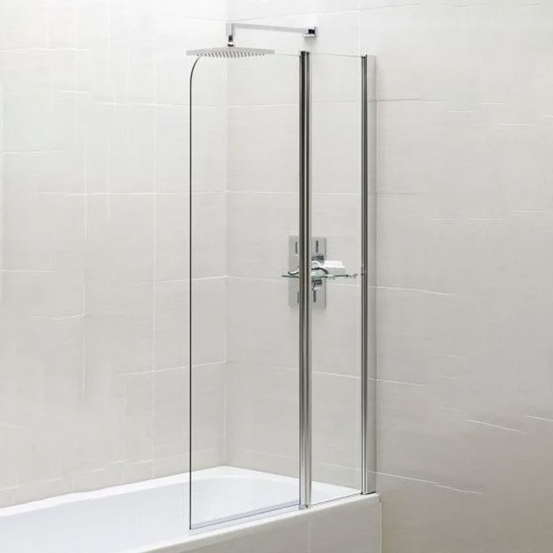 Essential Spring Half Radius Bath Screen With Fixed Panel Plumbing