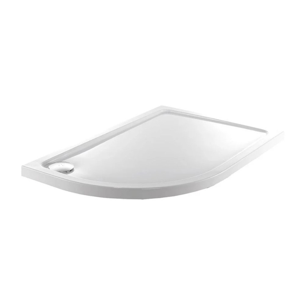 Essential Alpha White Quadrant Left Handed Anti-Slip Shower Tray - 550mm Radius