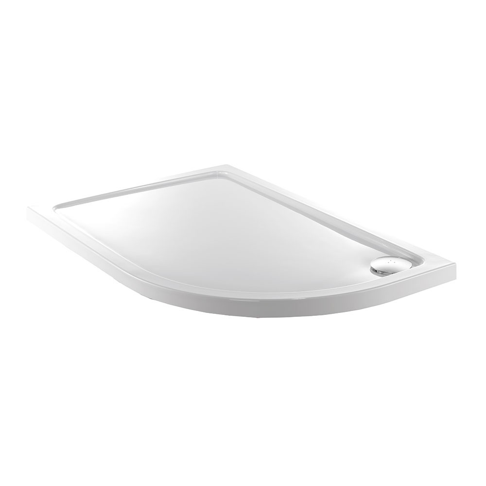 Essential Alpha White Quadrant Right Handed Shower Tray - 550mm Radius