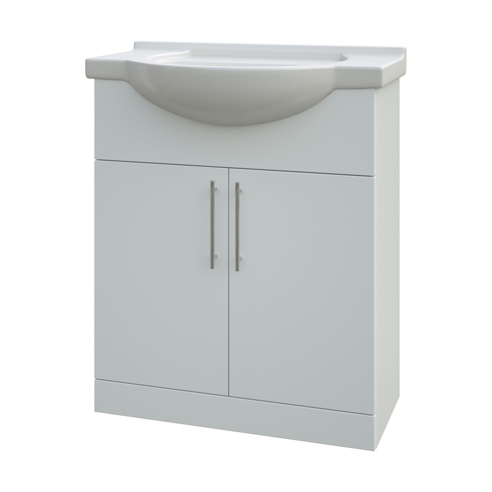 Essential Eta 705mm 2 Door Gloss White Floor Standing Vanity Unit