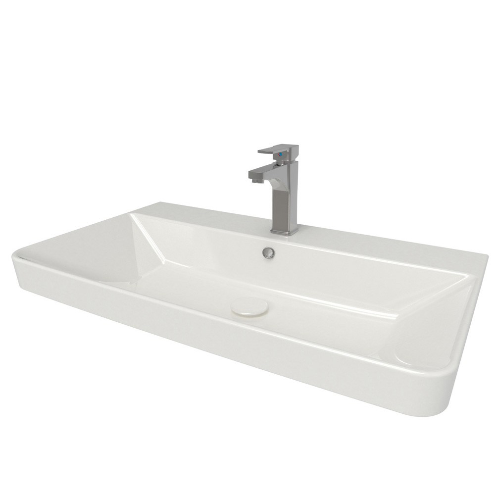 Essential Iota 800mm White Ceramic Washbasin - 1 Tap Hole