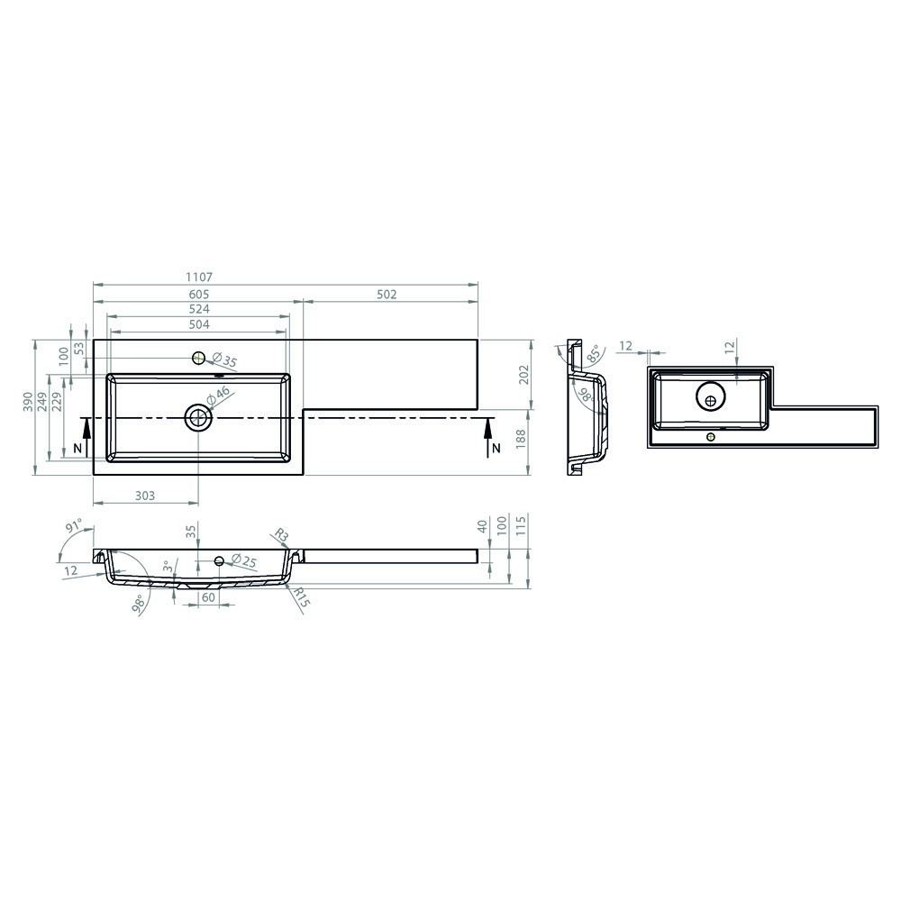 essential_kappa 1230_left_handed_l_shape_mineral_cast_basin_dims