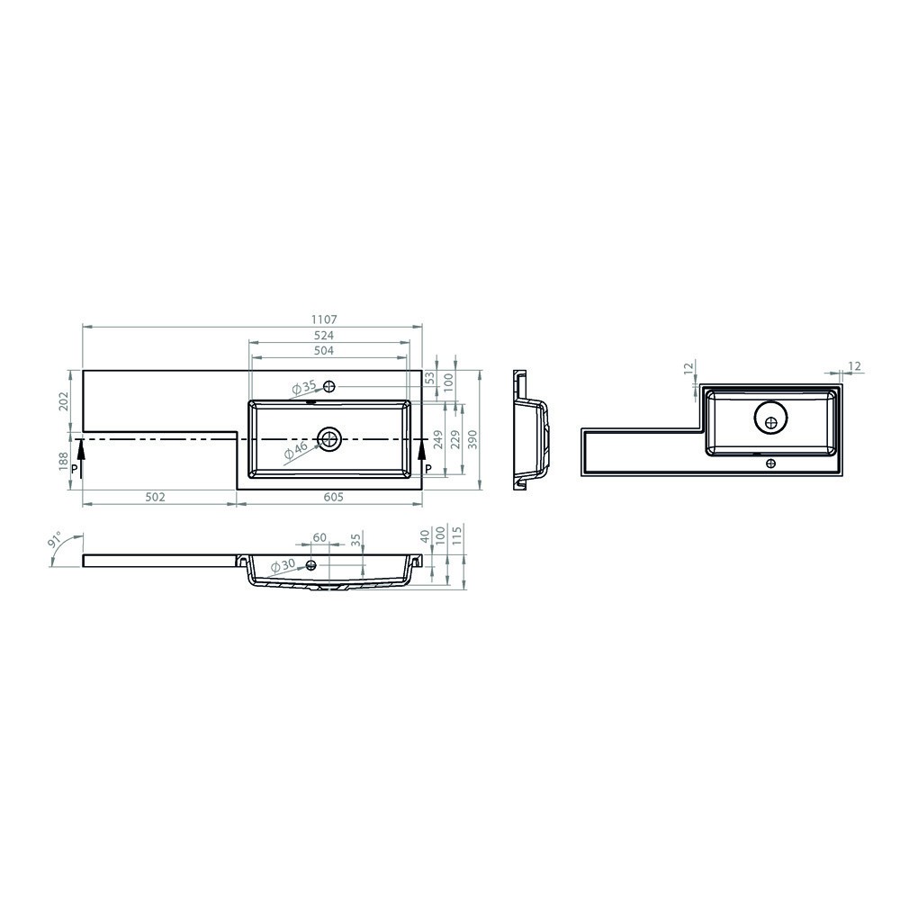 essential_kappa_1230_right_handed_l_shape_white_mineral_cast_basin dims