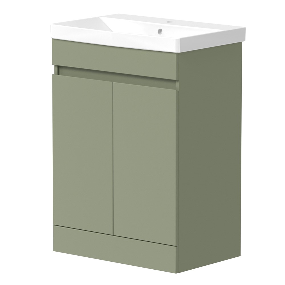 Essential Kappa 600mm 2 Door Savannah Green Floor Standing Vanity Unit