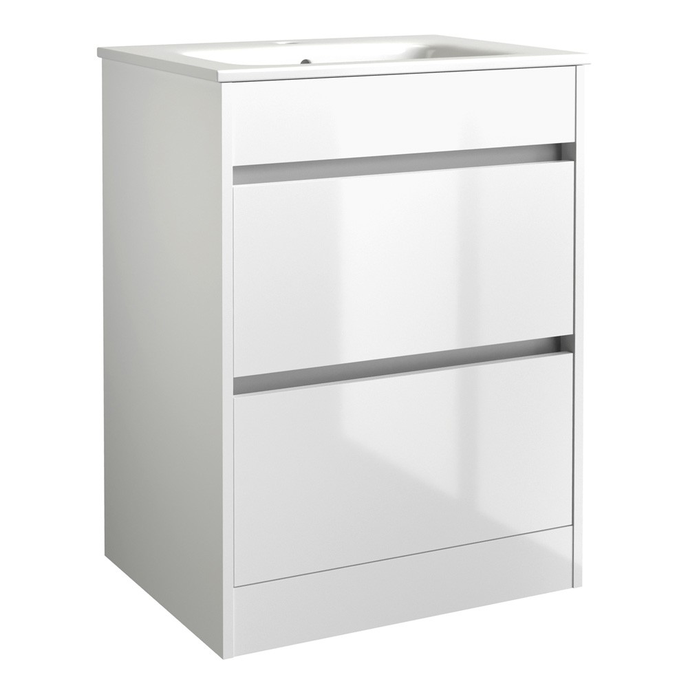 Essential Kappa 600mm 2 Door Matt White Floor Standing Vanity Unit
