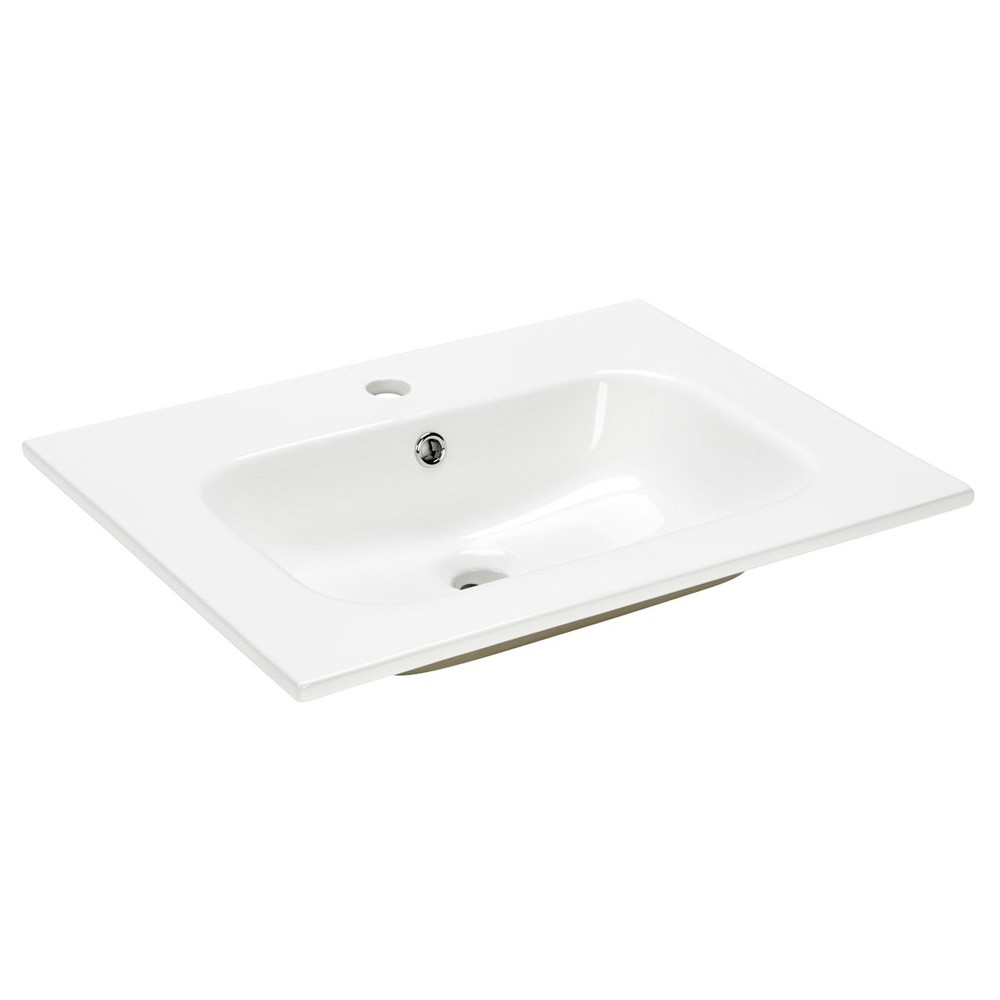 Essential Theta 610mm White Ceramic Washbasin - 1 Tap Hole