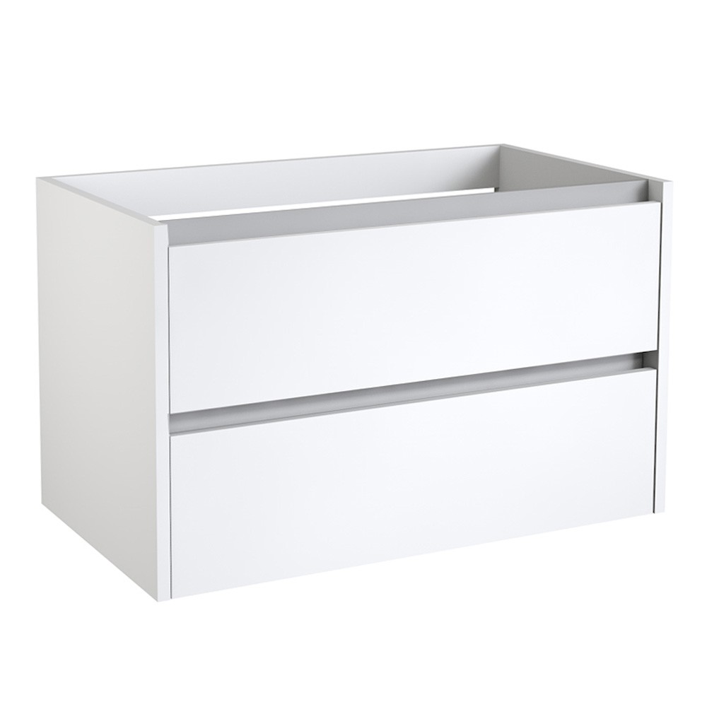 Essential Theta 800mm 2 Drawer Wall Hung Matt White Mounted Vanity Unit