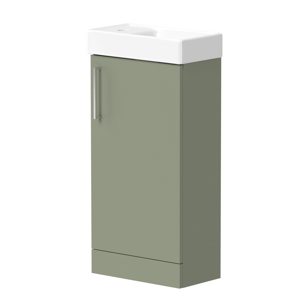Essential Theta 400mm Savannah Green Floor Standing Vanity Unit