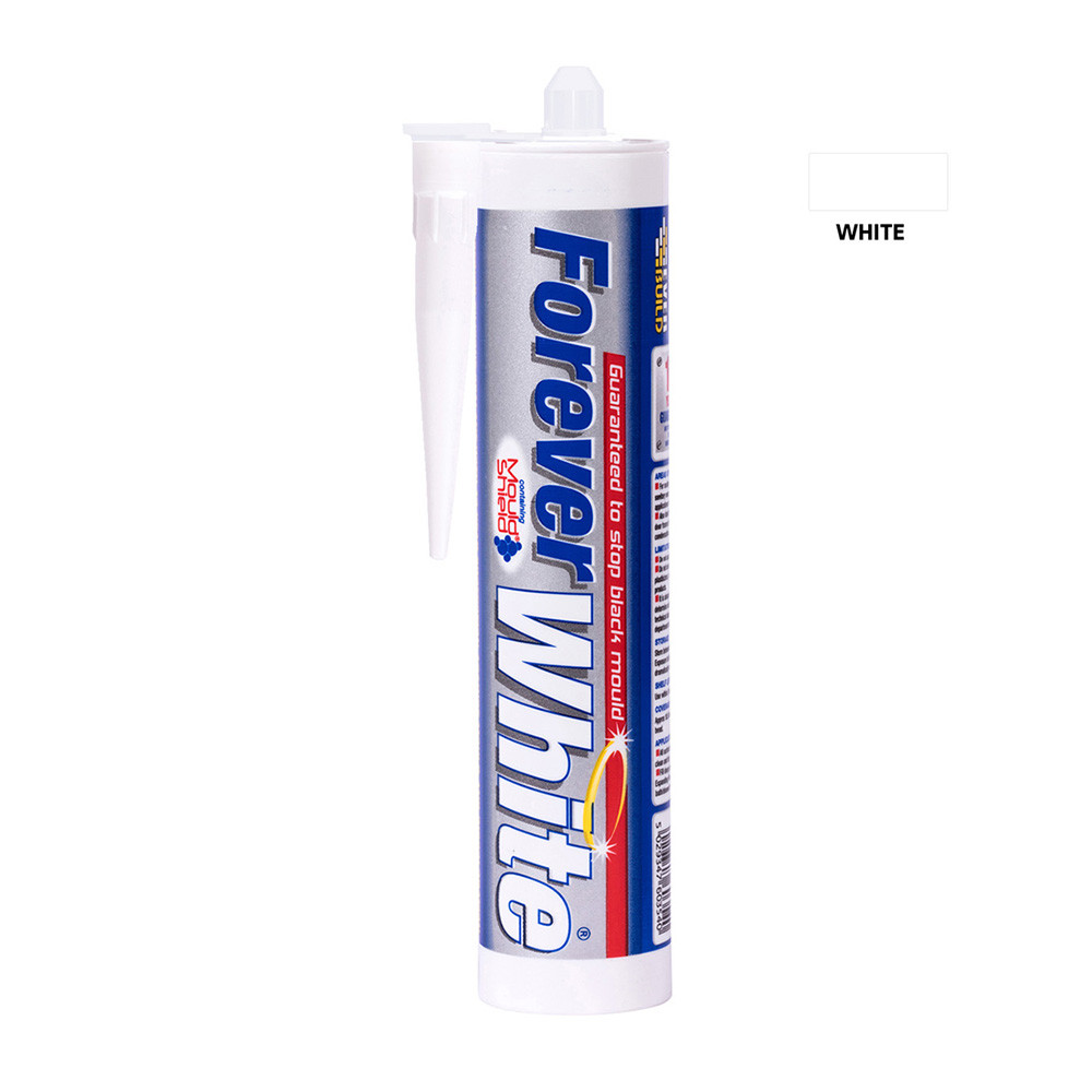 Everbuild Forever White Antimould Silicone Sealant, White, 295 ml