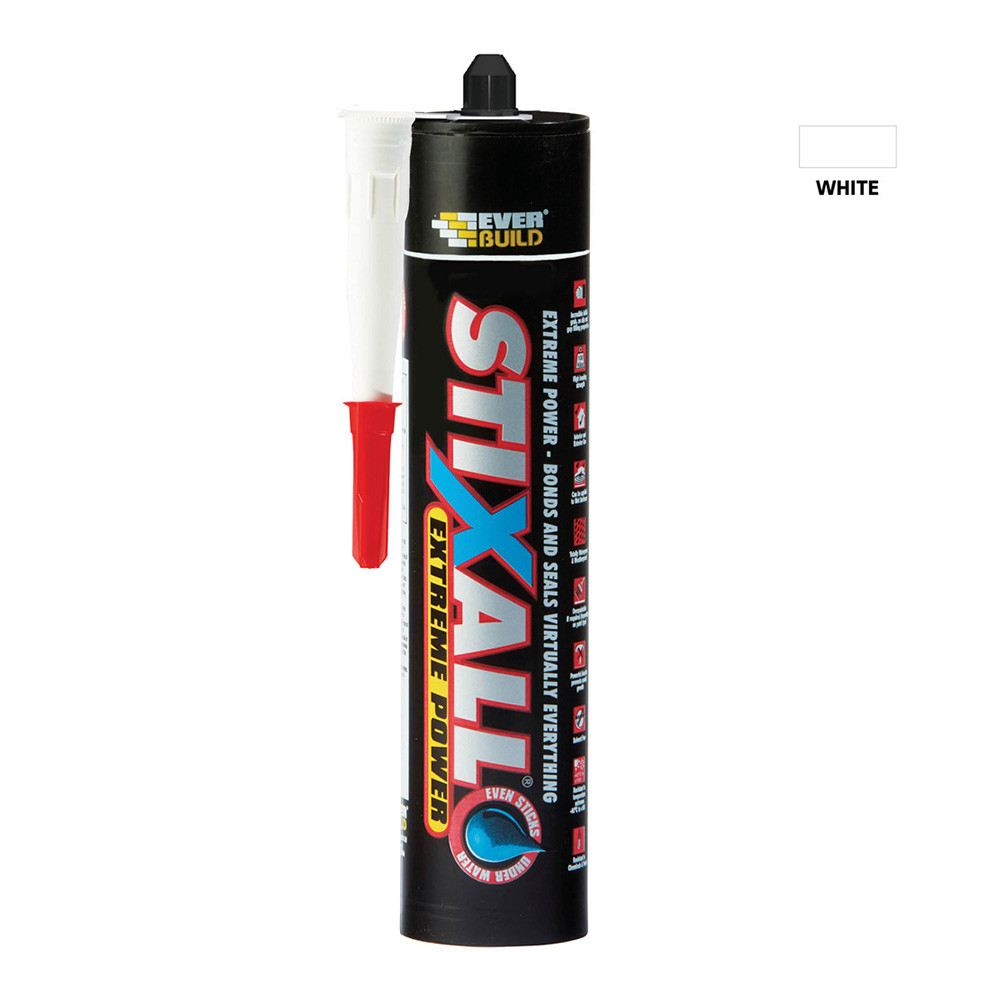Everbuild Stixall Extreme Power Hybrid Building Adhesive and Sealant 290ml - White