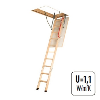 Fakro Komfort 3 Section Wooden Loft Ladder 2.8m Length - 82cm x 140cm