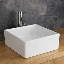Firenze 370mm White Ceramic Small Square Countertop Basin