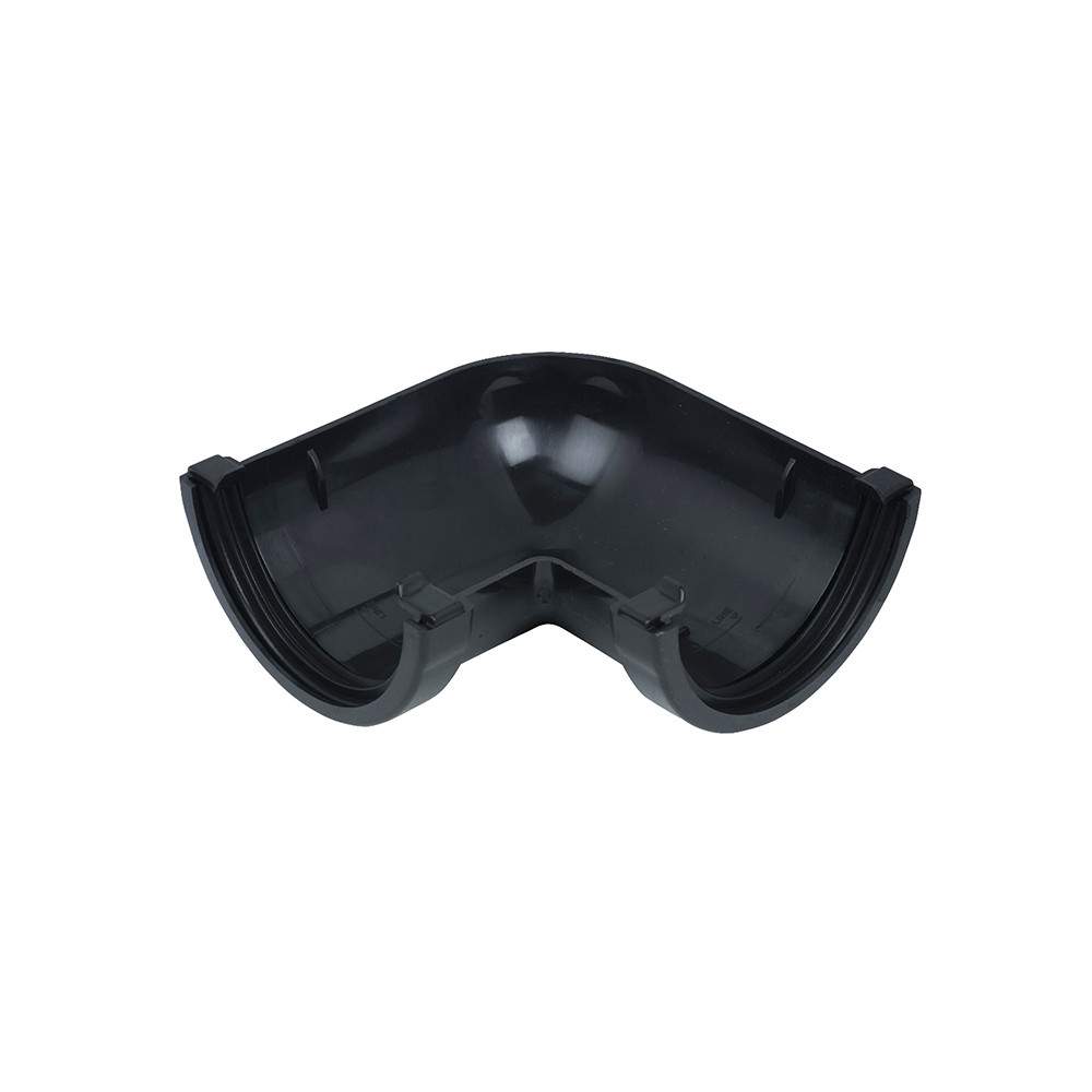 Floplast Black Plastic Guttering 112Mm Half Round 90 Degree Gutter Angle - Upvc