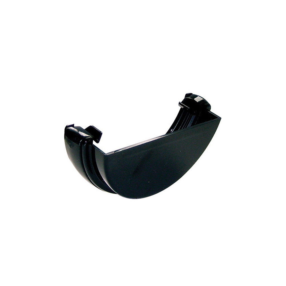 FloPlast Plastic Guttering 112mm Half Round Black External Stopend