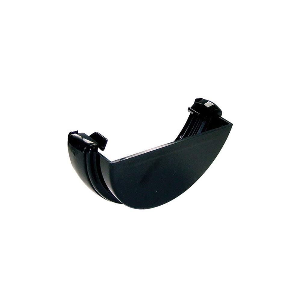 Floplast Black Plastic Guttering 112Mm Half Round External Stopend Upvc