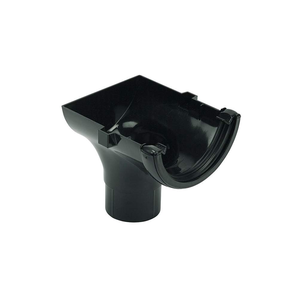 Floplast Black Plastic Guttering 112Mm Half Round Stopend Outlet Upvc