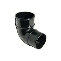 FloPlast Plastic Guttering 68mm Black Round Downpipe 92.5 Degree Offset Bend