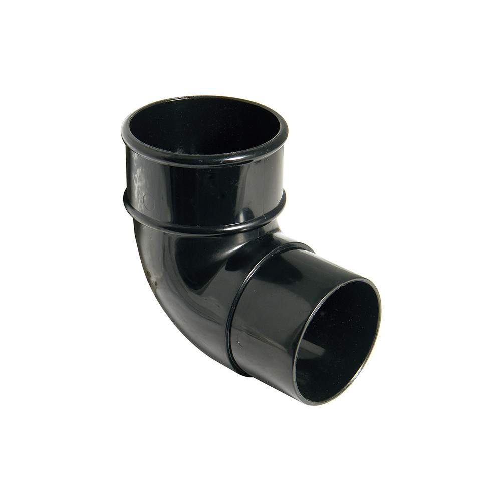 Floplast Black Plastic Guttering 68Mm Round Downpipe 92.5 Degree Offset Bend Upvc